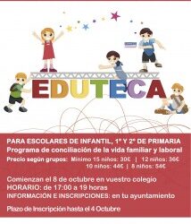 La Eduteca para el curso 2012-2013 comienza el lunes 8 de octubre en el colegio