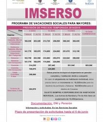 Abierto el plazo Programa Turismo Social IMSERSO hasta el 05 de junio