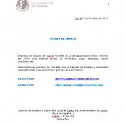 Empleo en empresa de calzado de Catral