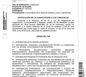 Junta de Gobierno Local 29-1-2016