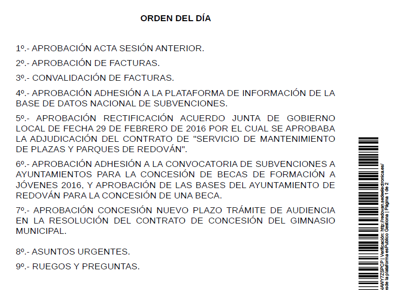 Junta de Gobierno Local 22/04/2016