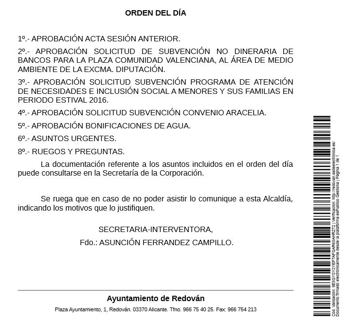 Junta de Gobierno Local 26/05/2016