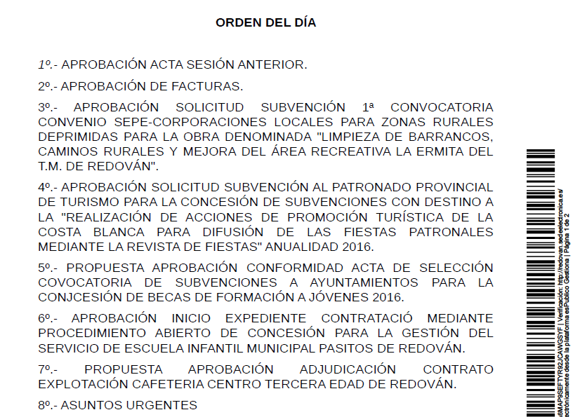Junta de Gobierno Local 20/05/2016