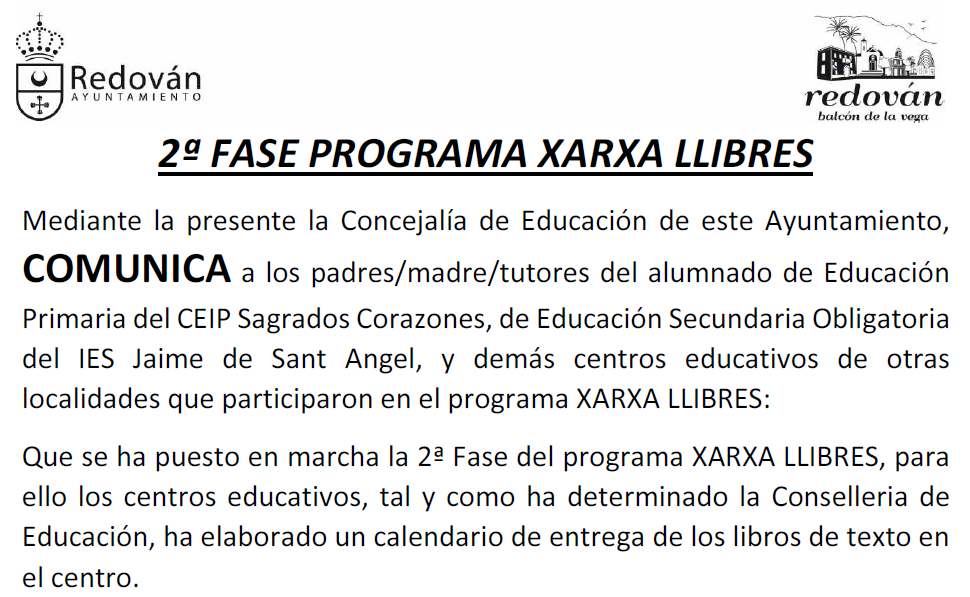 Realización 2ª fase del programa Xarxa Llibres