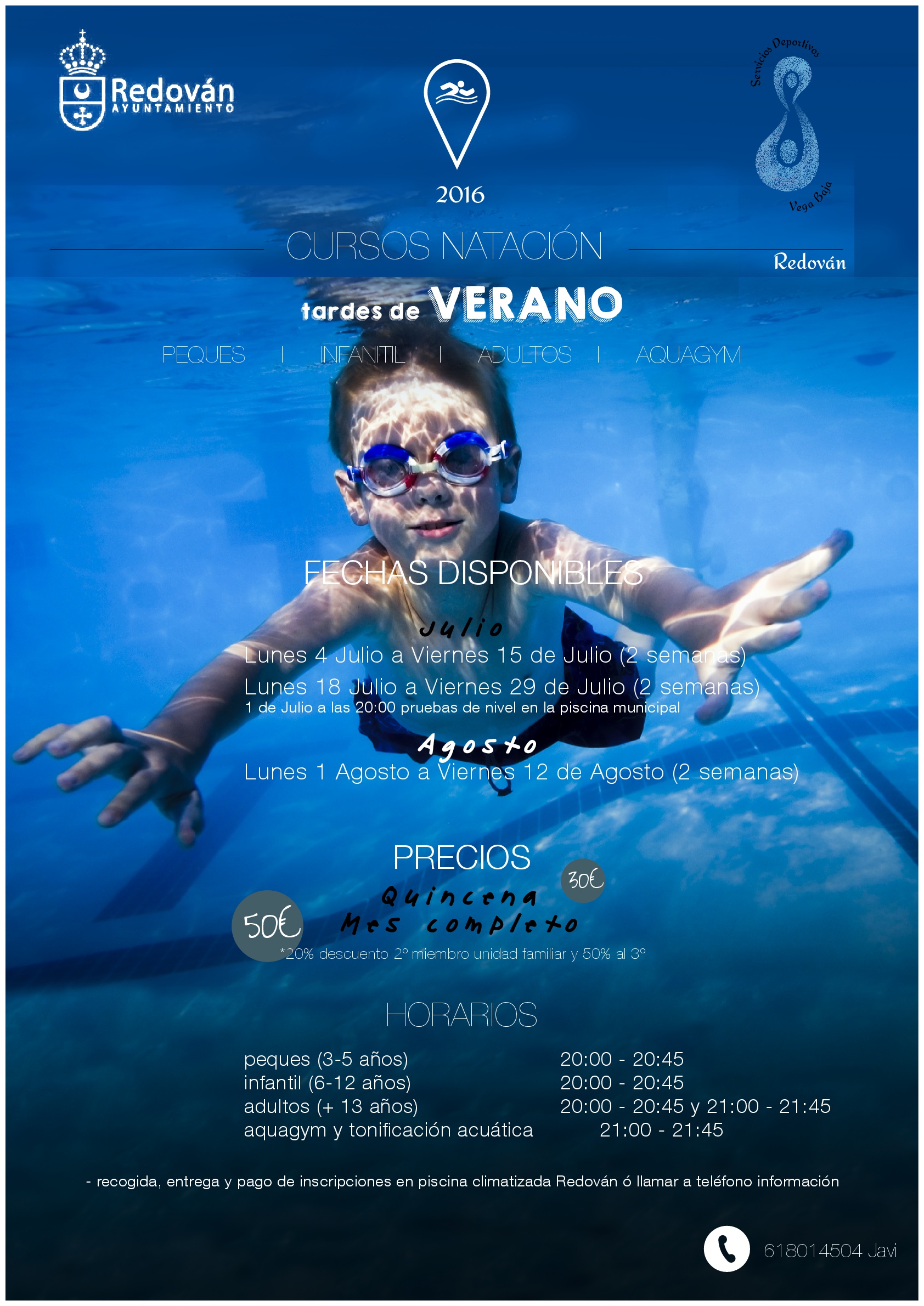 Cursos de natación tardes de verano