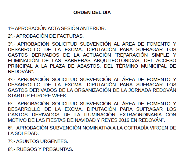 Junta de Gobierno Local 24/06/2016