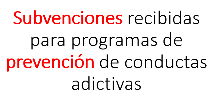 Subvención actividades de Prevención de Conductas Adictivas