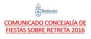 Comunicado Concejalía de Fiestas sobre Retreta 2016