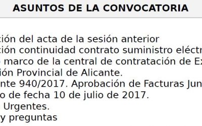 Orden del día de la Junta de Gobierno Local de 18/7/2017
