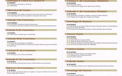 Programa de actos litúrgicos y procesiones de la Semana Santa de Redován 2024